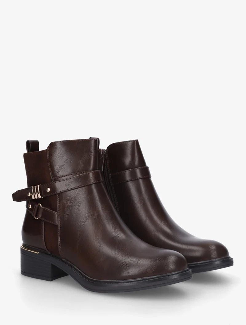 Bottines à contrefort en suédine - Marron