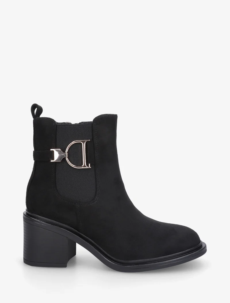 Bottines en suédine à boucle décorative - Noir