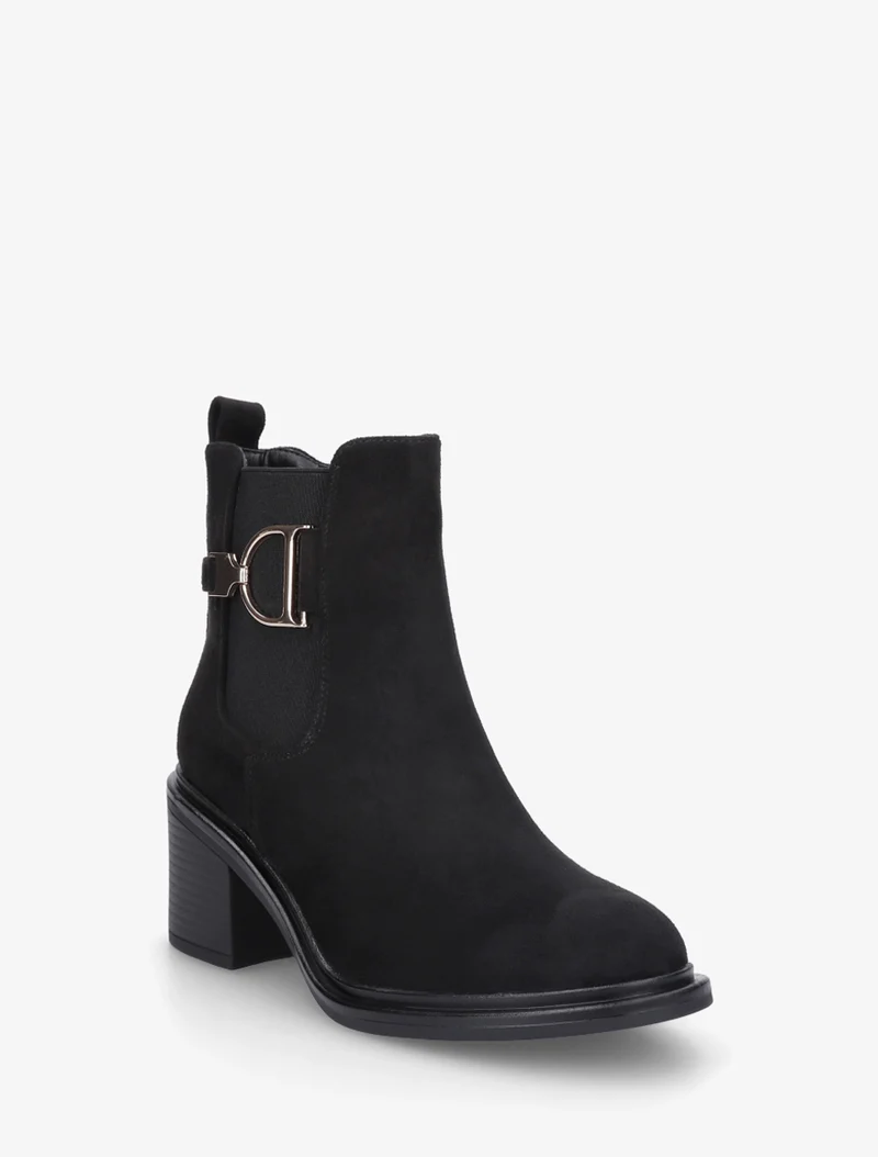 Bottines en suédine à boucle décorative - Noir
