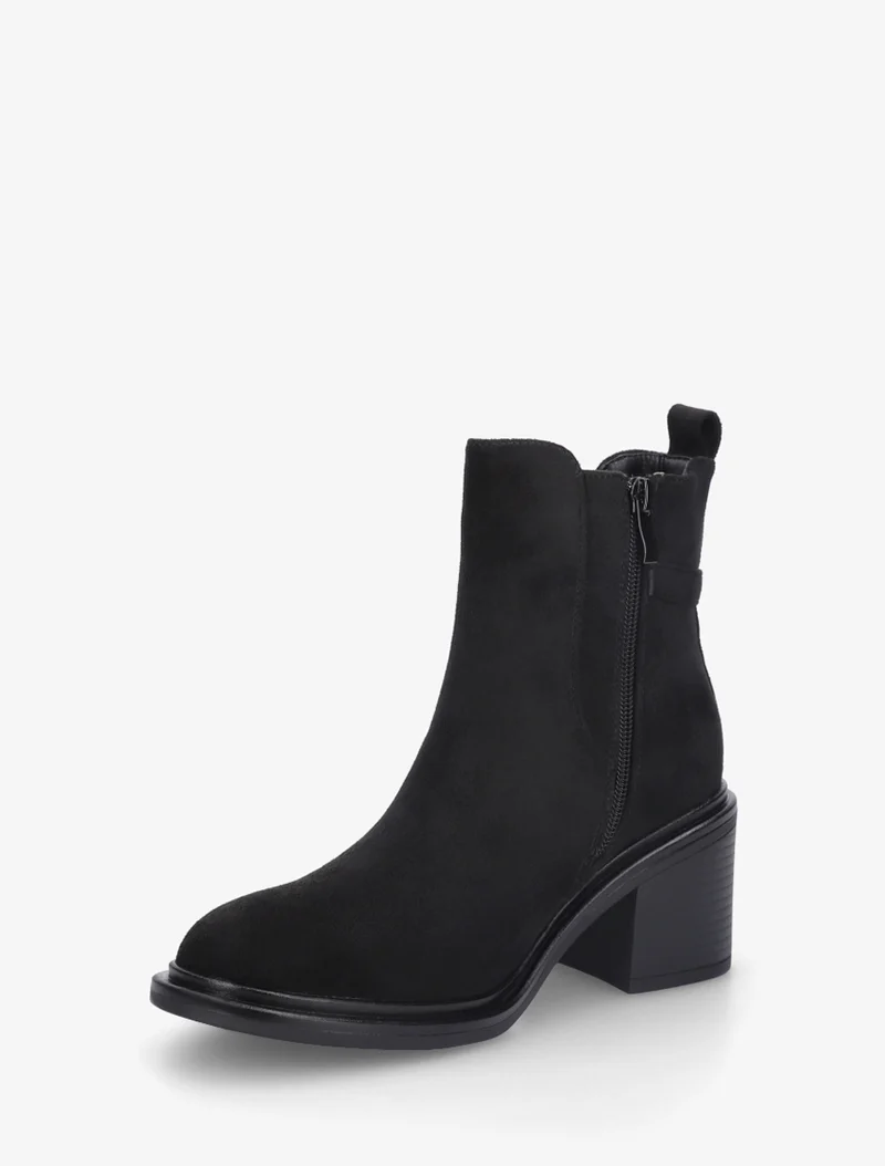 Bottines en suédine à boucle décorative - Noir