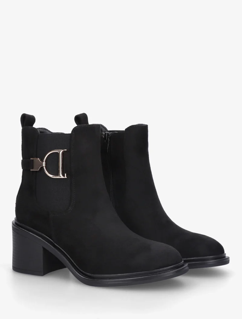 Bottines en suédine à boucle décorative - Noir