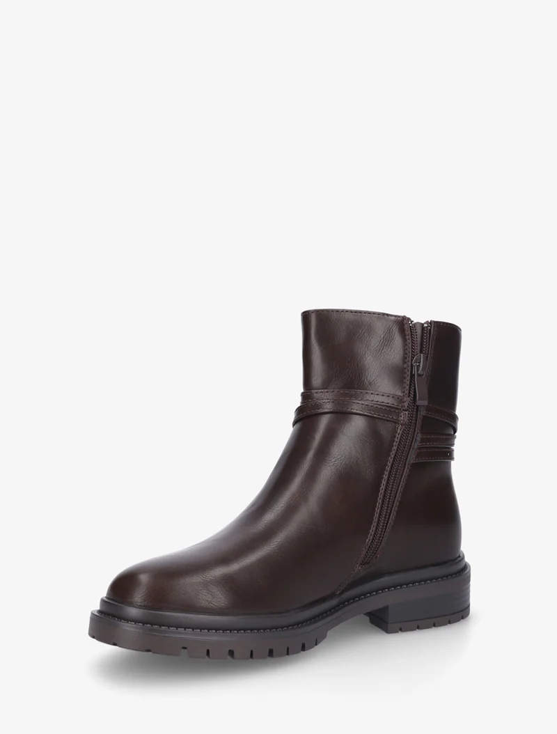 Bottines en simili sanglées - Marron