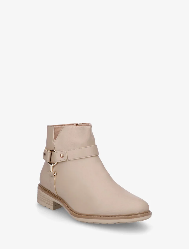 Bottines en simili à boucle décorative - Beige