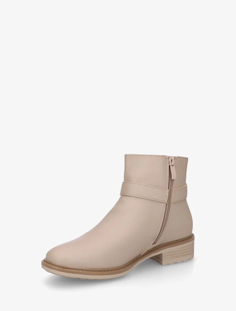 Bottines en simili à boucle décorative - Beige
