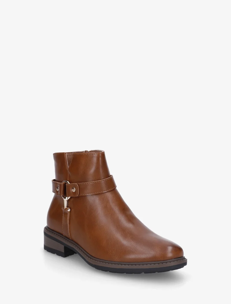 Bottines en simili à boucle décorative - Camel