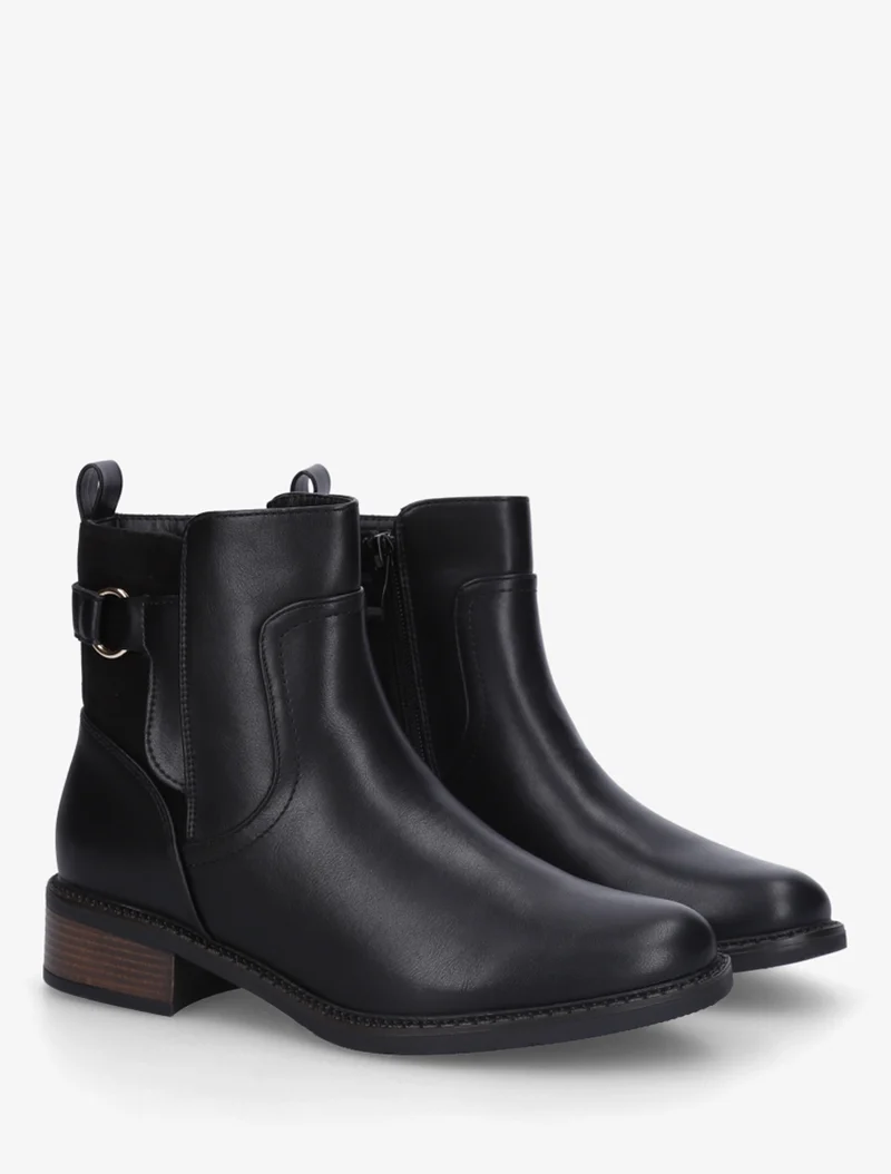 Bottines bi-matière unies - Noir
