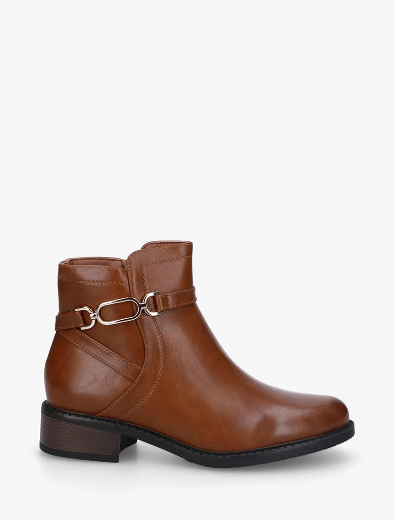 Bottines unies en simili - Camel