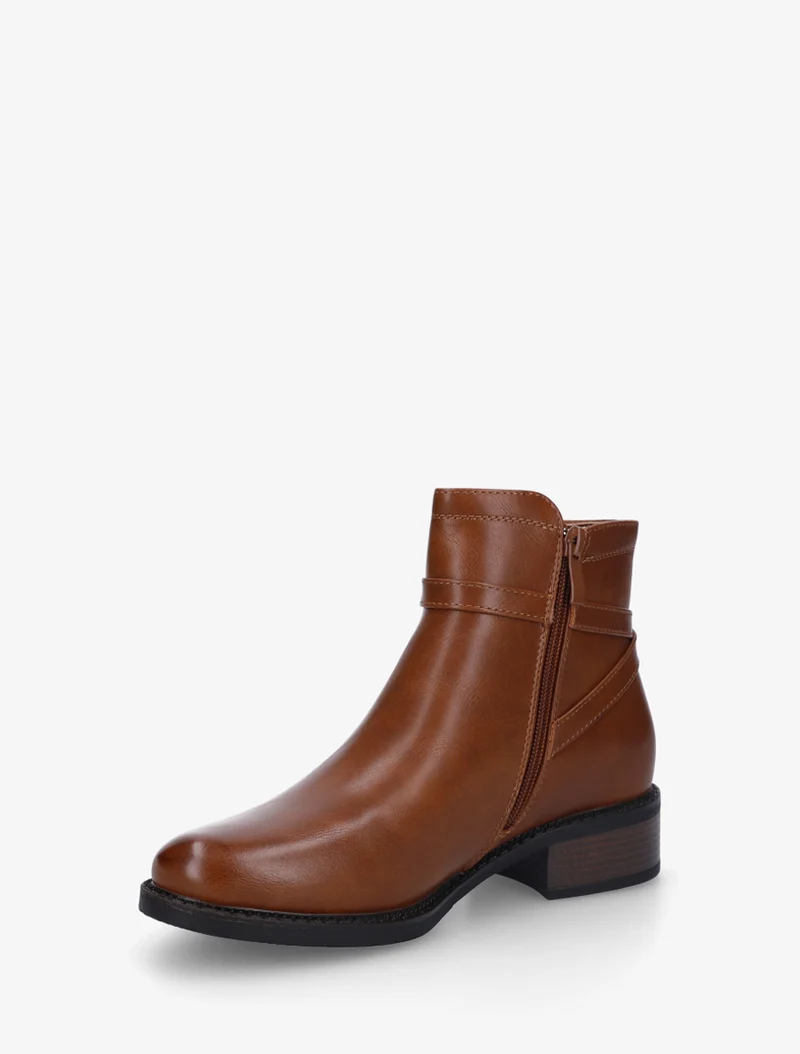 Bottines unies en simili - Camel