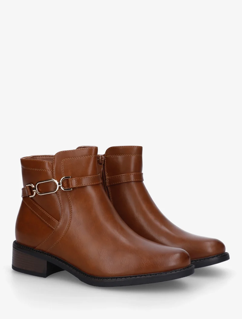 Bottines unies en simili - Camel
