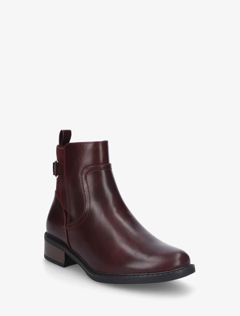 Bottines bi-matière unies - Lie de vin