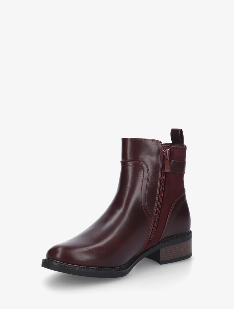 Bottines bi-matière unies - Lie de vin