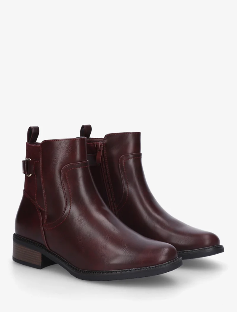 Bottines bi-matière unies - Lie de vin