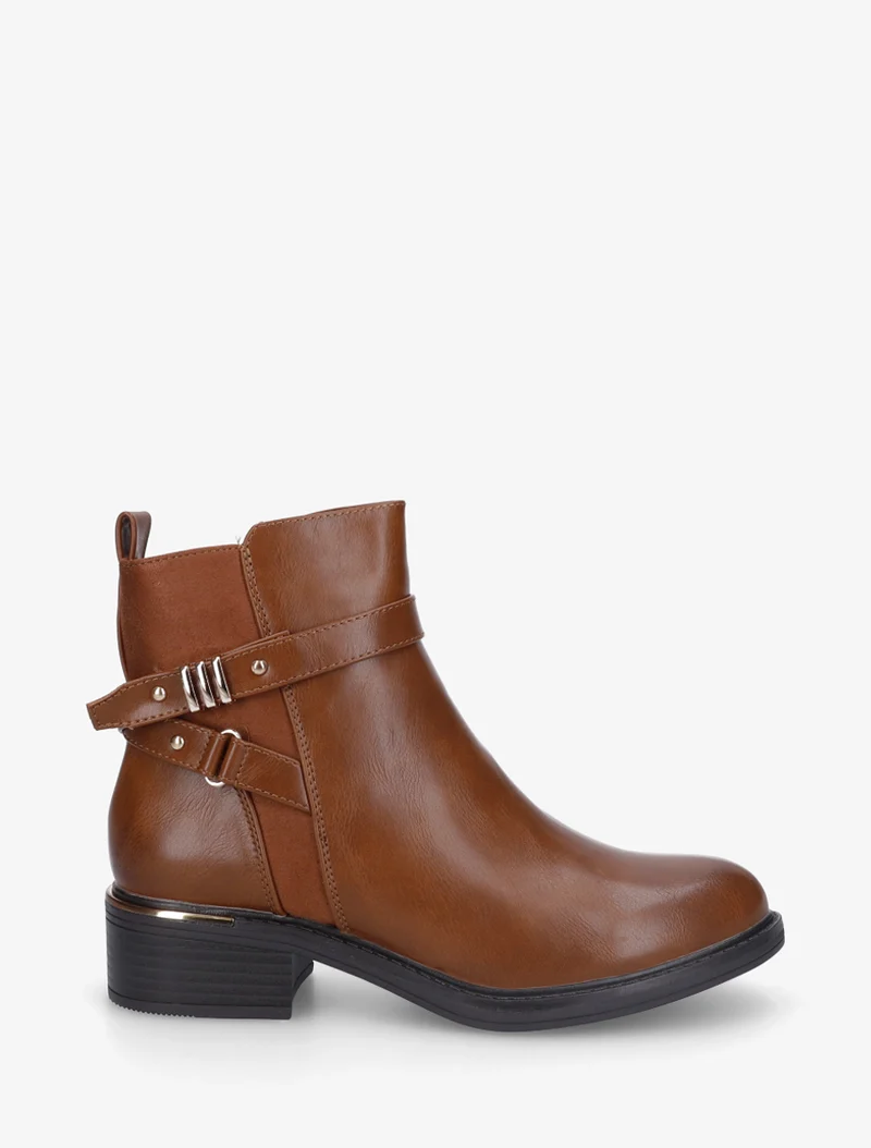 Bottines à contrefort en suédine - Camel