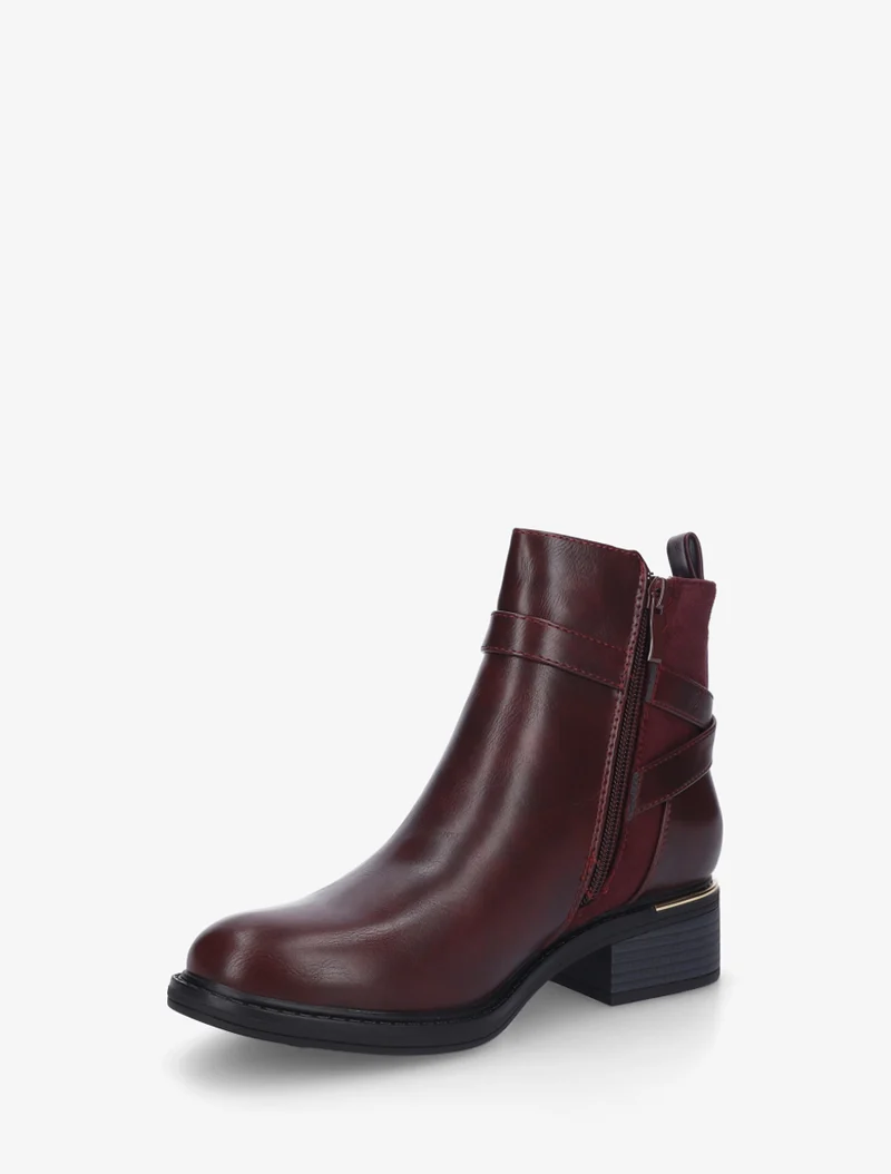 Bottines à contrefort en suédine - Lie de vin