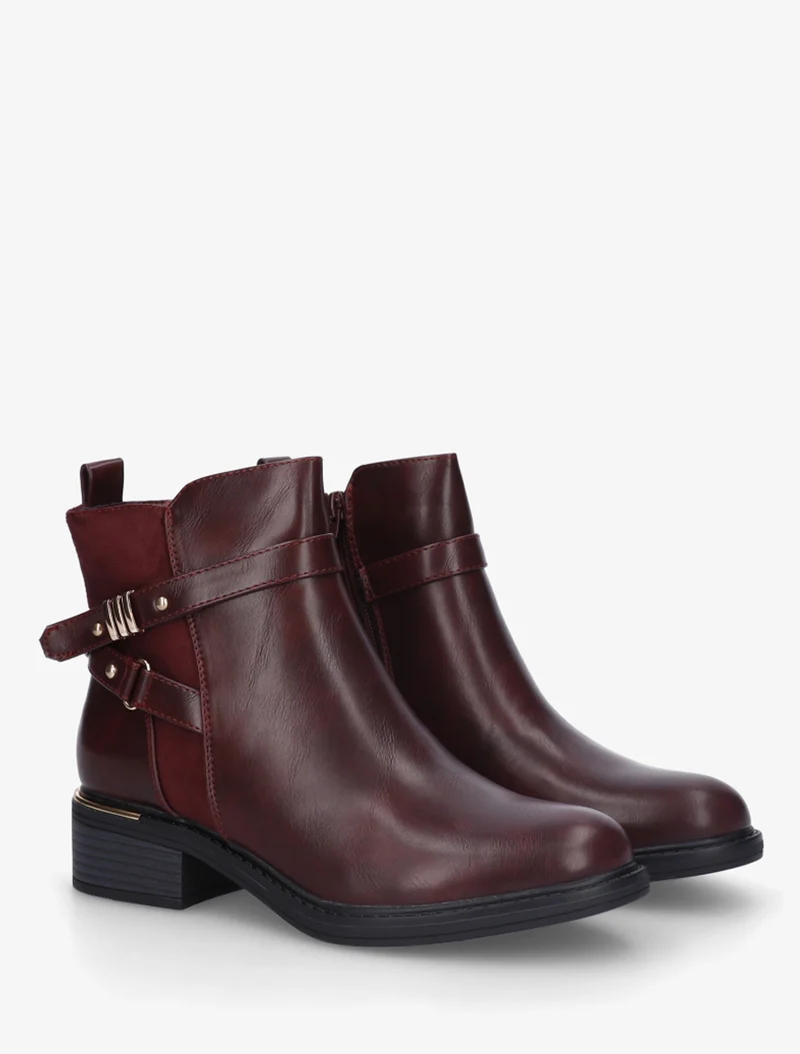Bottines à contrefort en suédine - Lie de vin