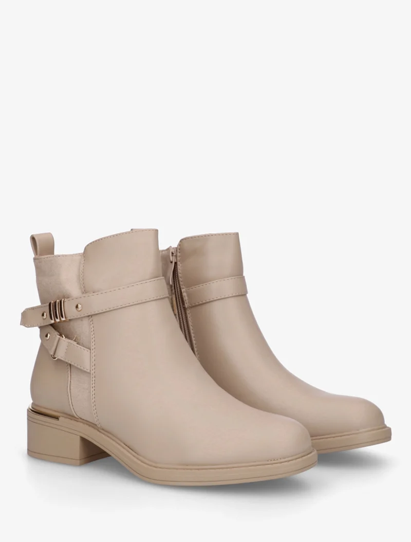 Bottines à contrefort en suédine - Beige