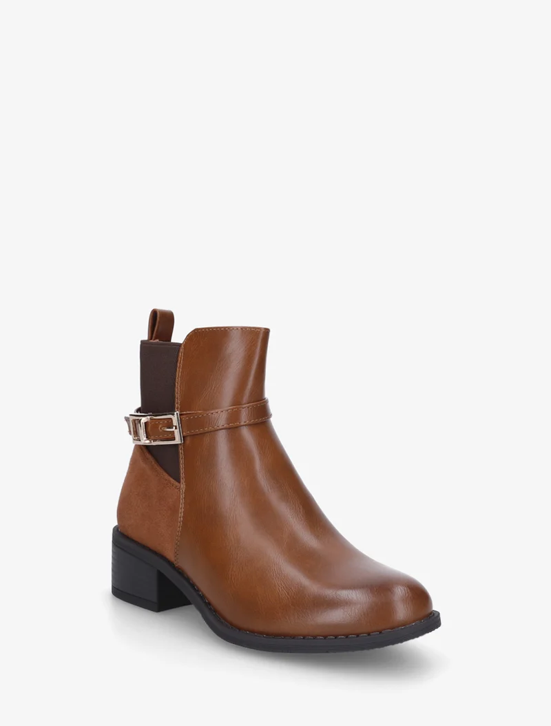 Bottines bi-matière élastiquées - Camel