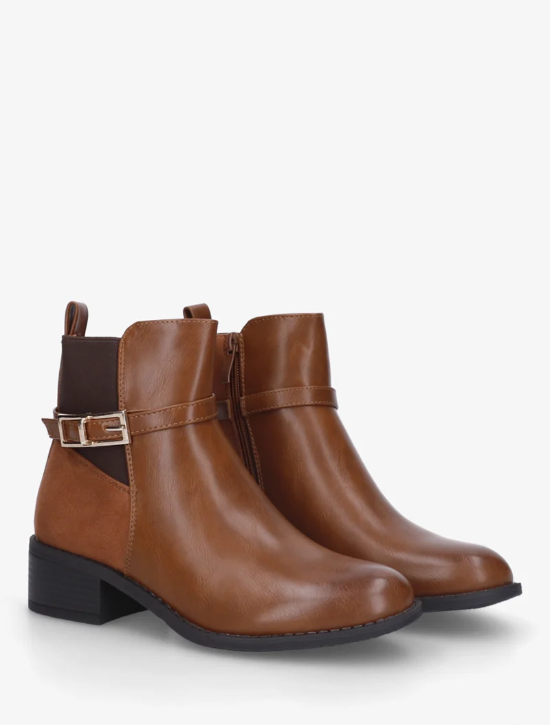 Bottines bi-matière élastiquées - Camel