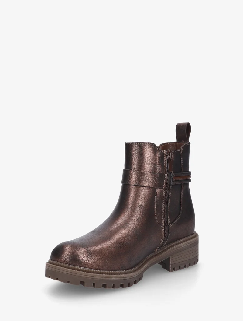 Bottines à cheville élastiquée et boucle - Bronze