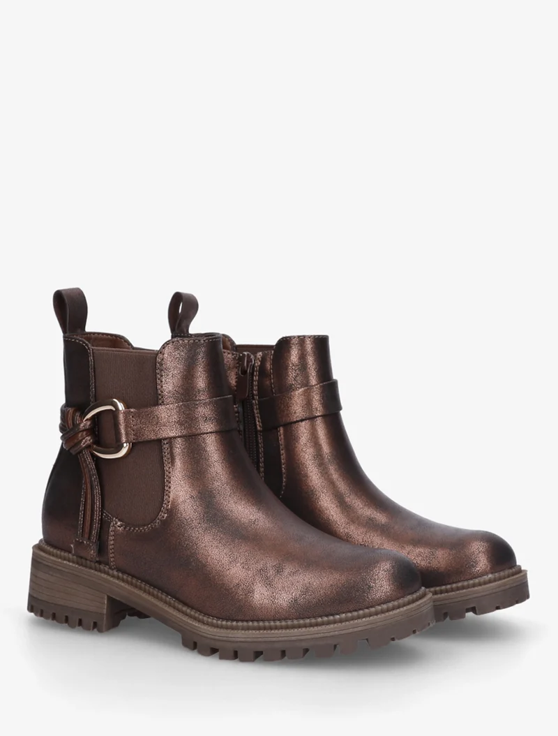 Bottines à cheville élastiquée et boucle - Bronze