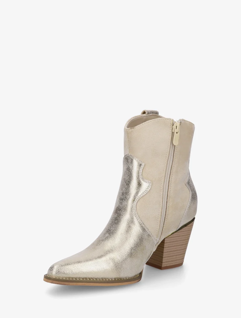 Bottines irisées style santiag - Or
