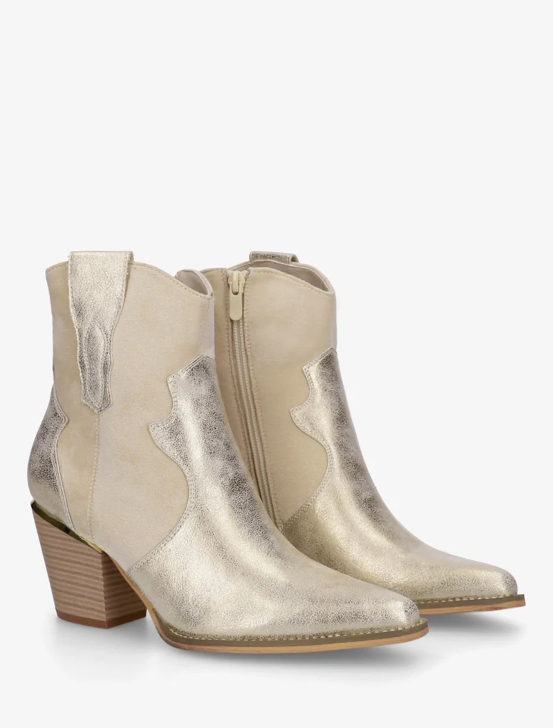 Bottines irisées style santiag - Or