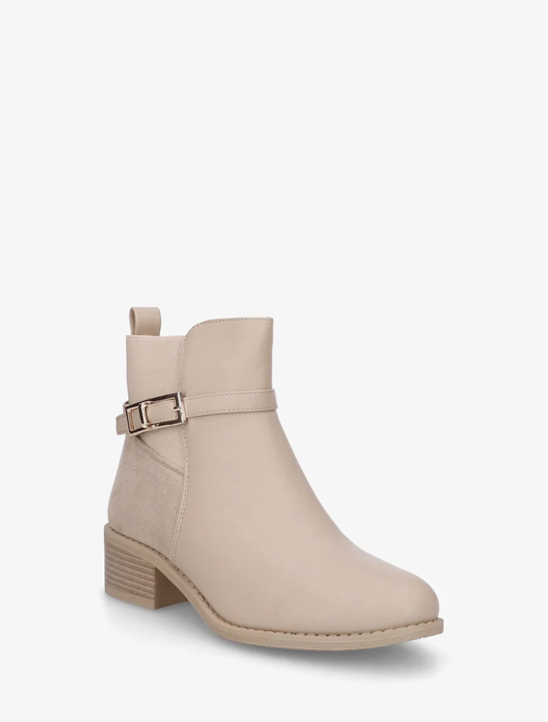 Bottines bi-matière élastiquées - Beige