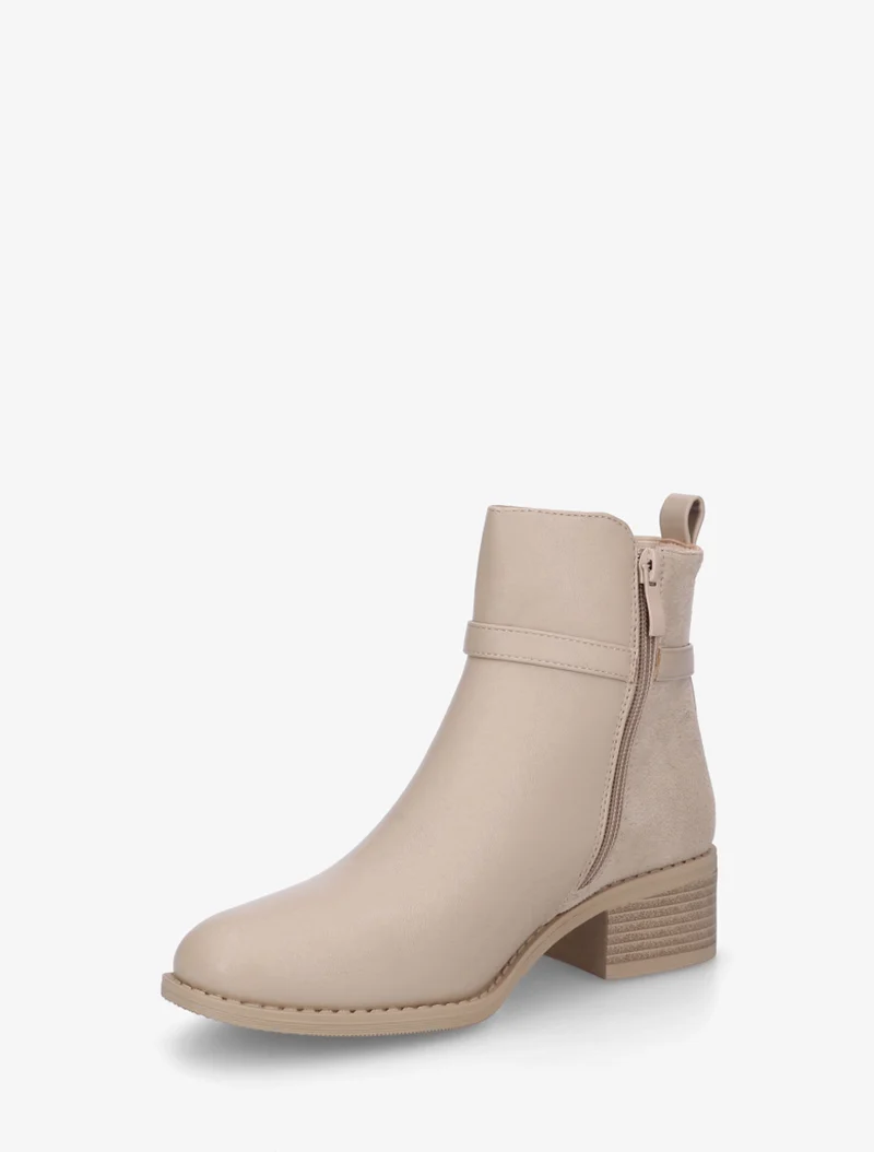 Bottines bi-matière élastiquées - Beige
