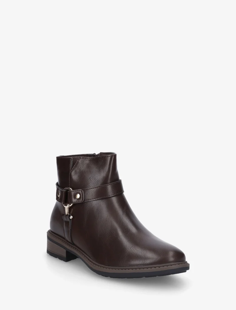 Bottines en simili à boucle décorative - Marron