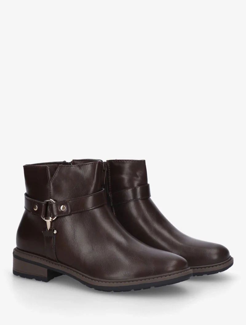 Bottines en simili à boucle décorative - Marron