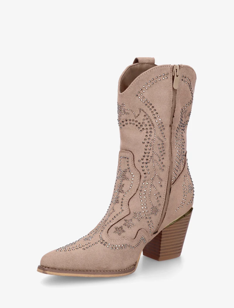 Santiags à strass style santiags - Taupe