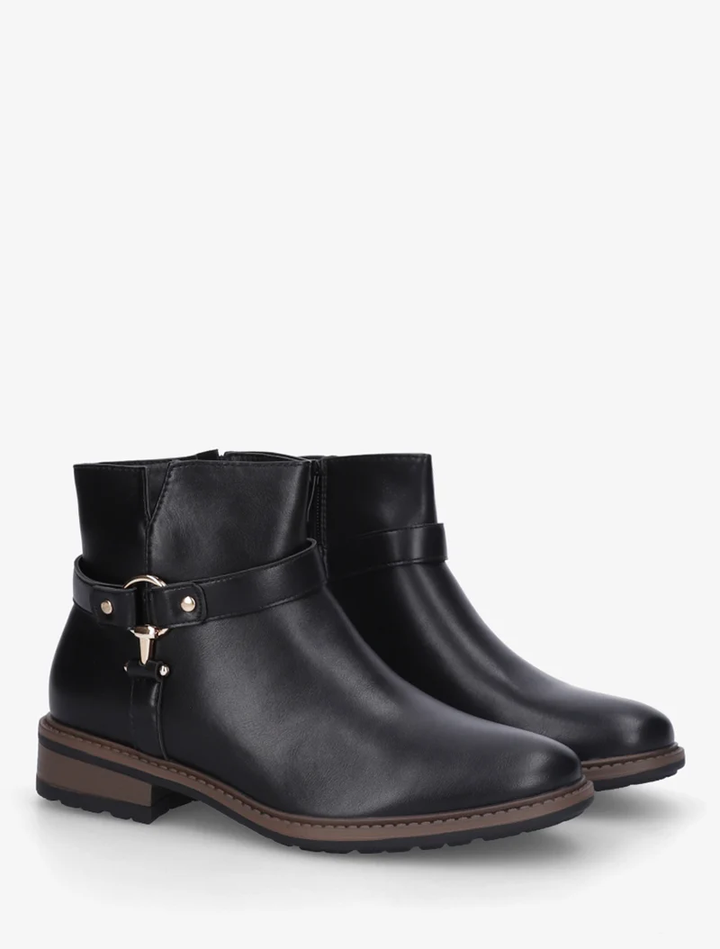 Bottines en simili à boucle décorative - Noir