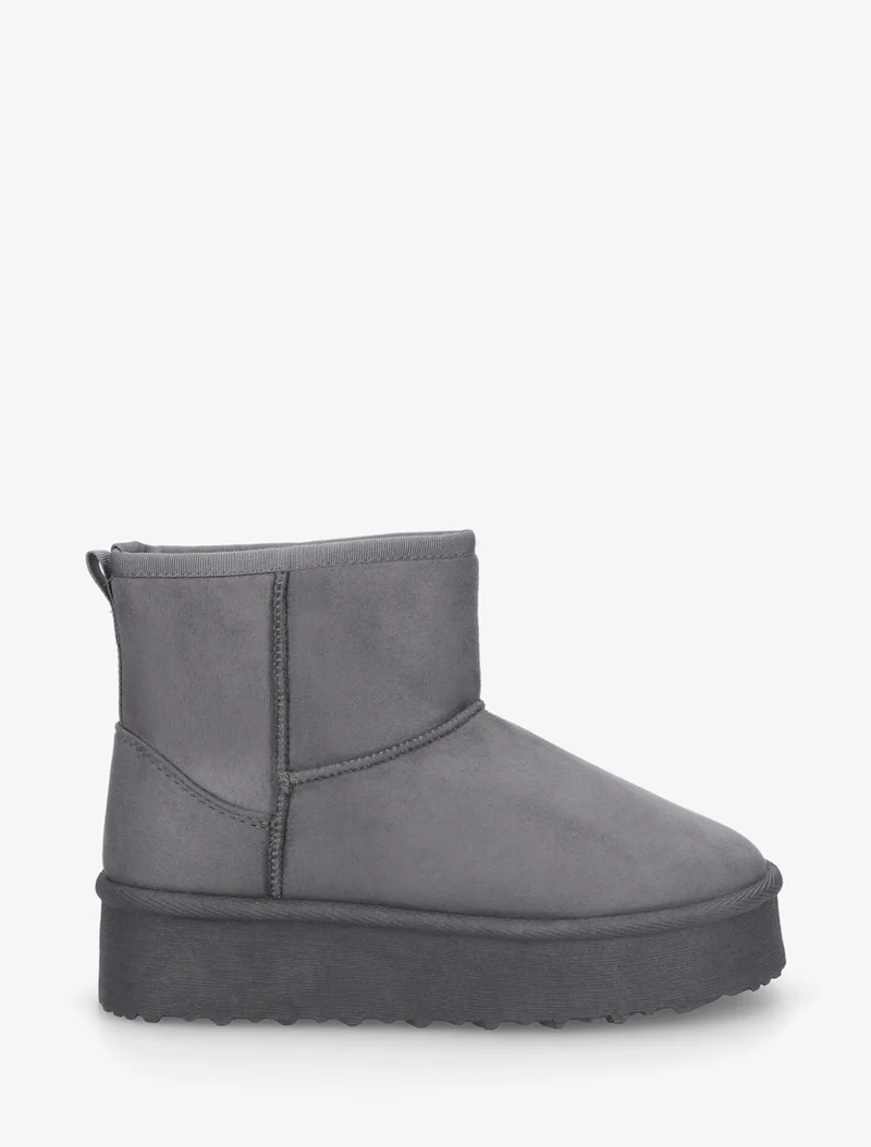 Boots fourrées en suédine - Gris foncé