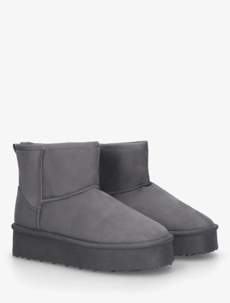 Boots fourrées en suédine - Gris foncé