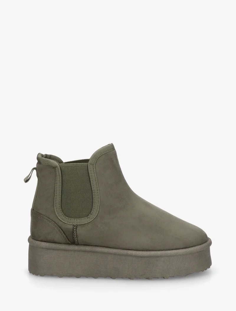 Bottines élastiquées en suédine - Kaki
