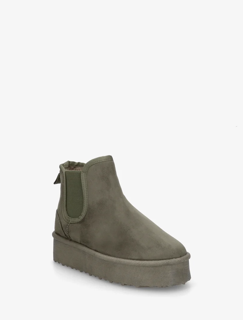 Bottines élastiquées en suédine - Kaki