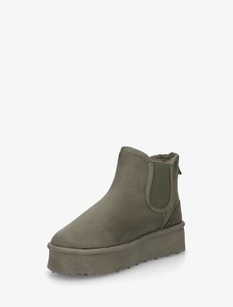Bottines élastiquées en suédine - Kaki