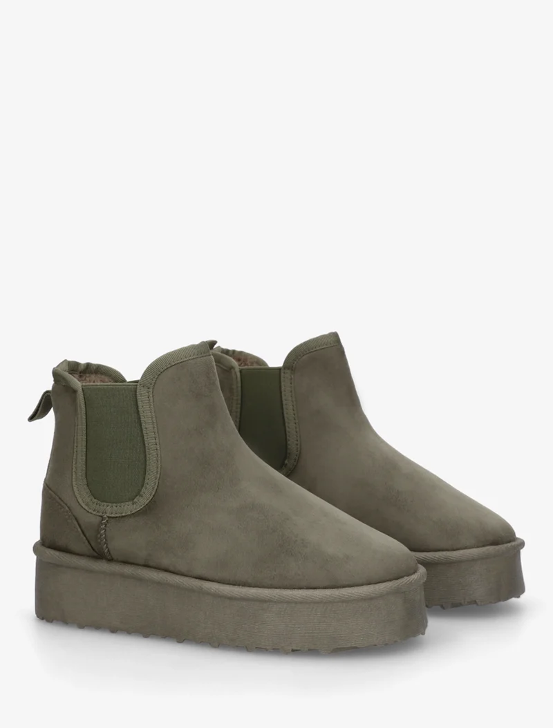 Bottines élastiquées en suédine - Kaki