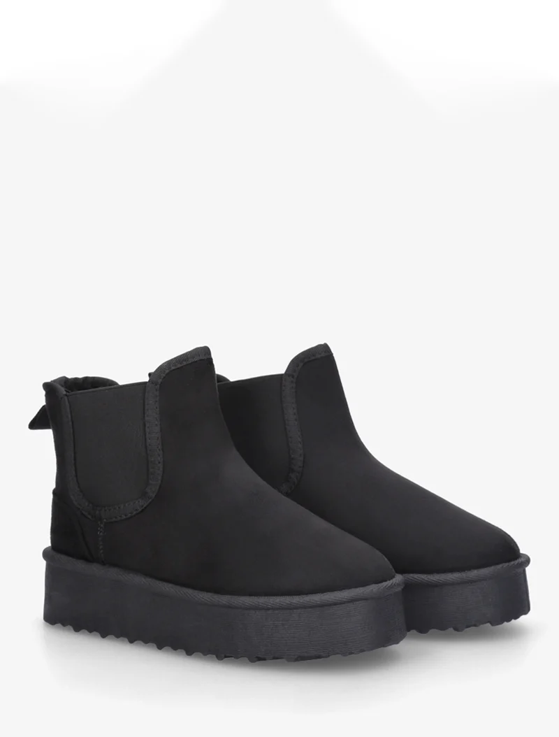 Bottines élastiquées en suédine - Noir