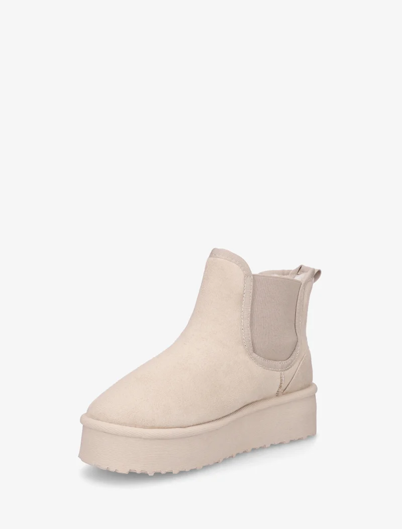 Bottines élastiquées en suédine - Beige