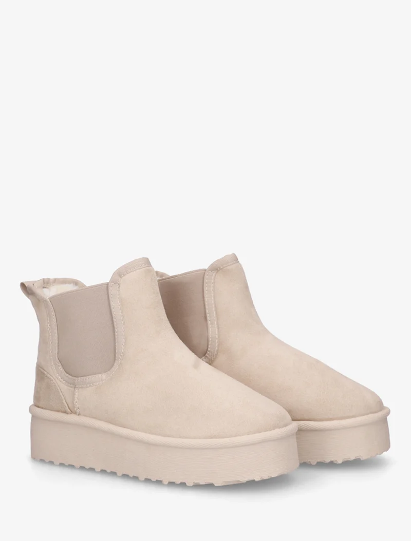 Bottines élastiquées en suédine - Beige