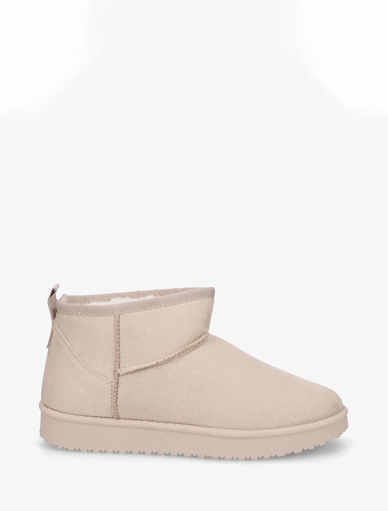Boots basses fourrées en suédine - Beige