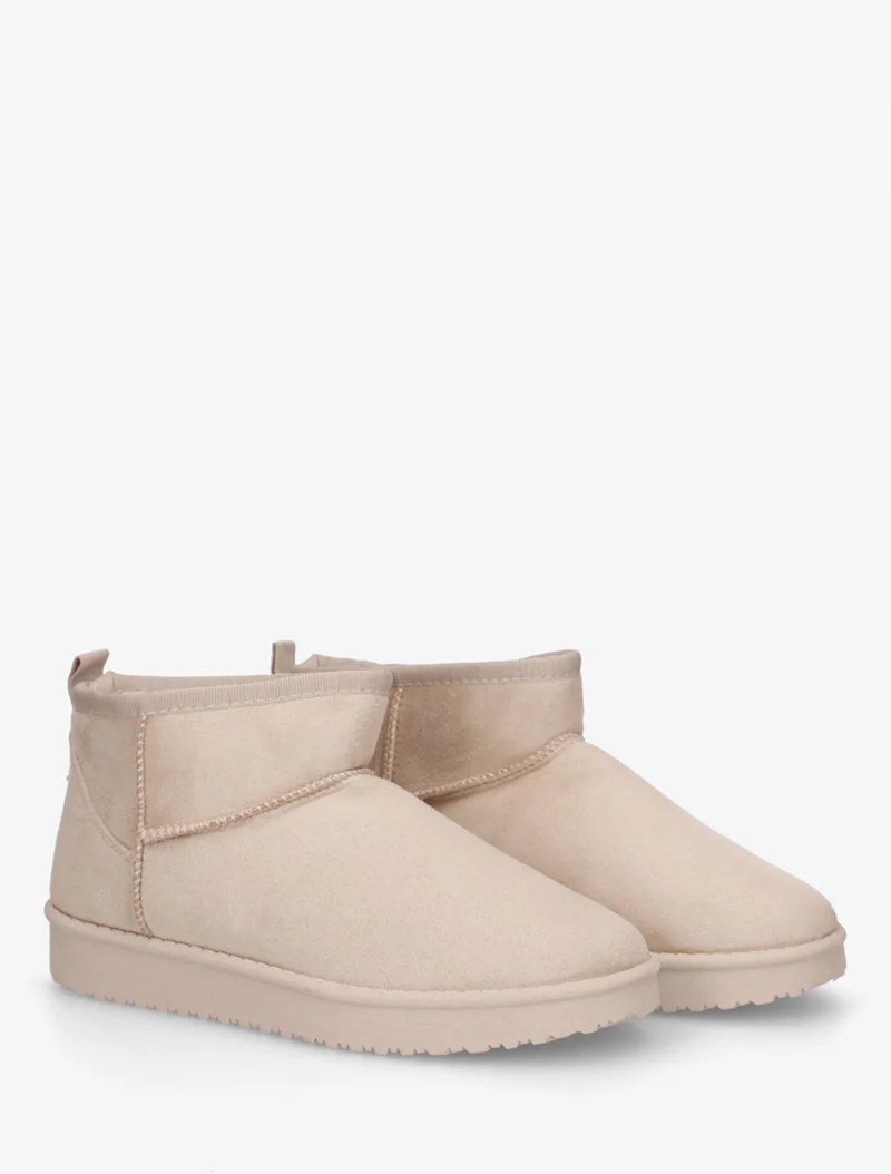 Boots basses fourrées en suédine - Beige