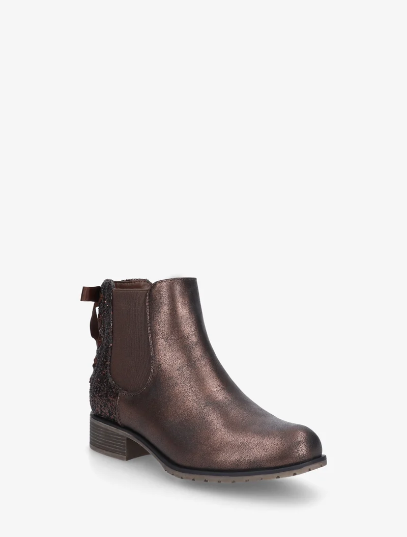 Bottines irisées à ruban style lacet - Marron