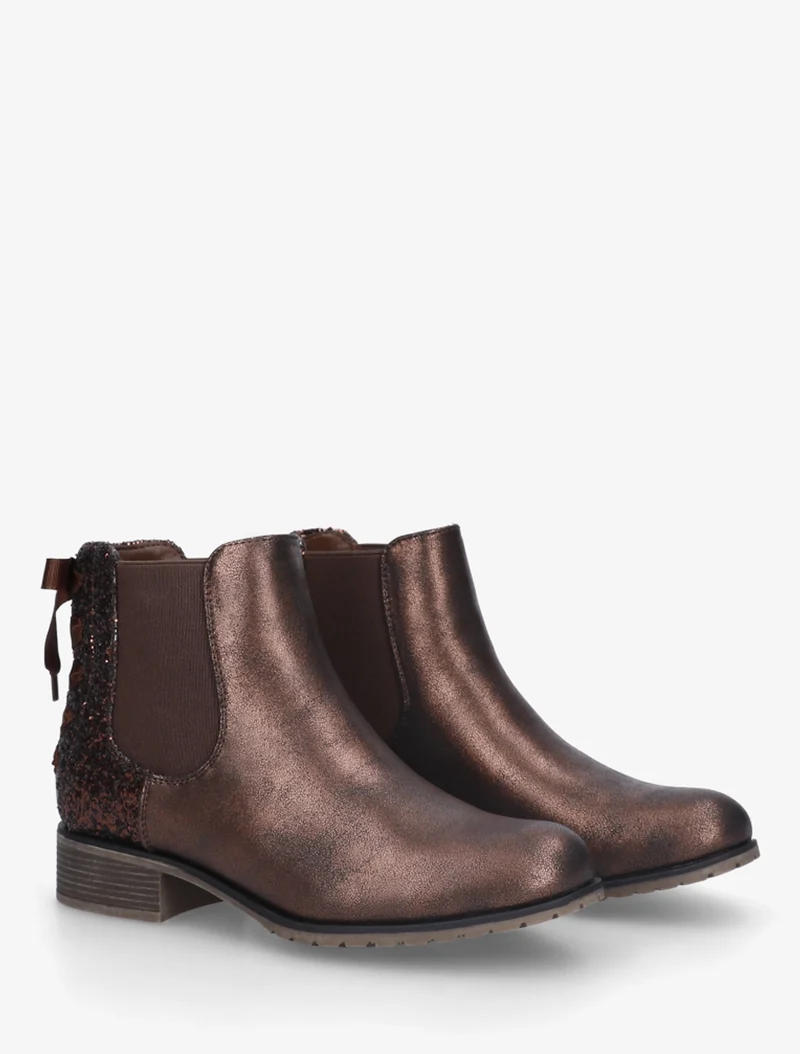 Bottines irisées à ruban style lacet - Marron