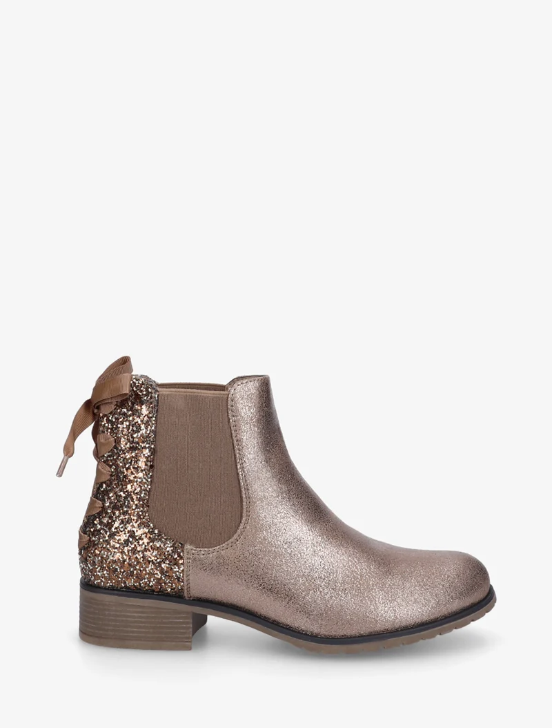 Bottines irisées à ruban style lacet - Taupe