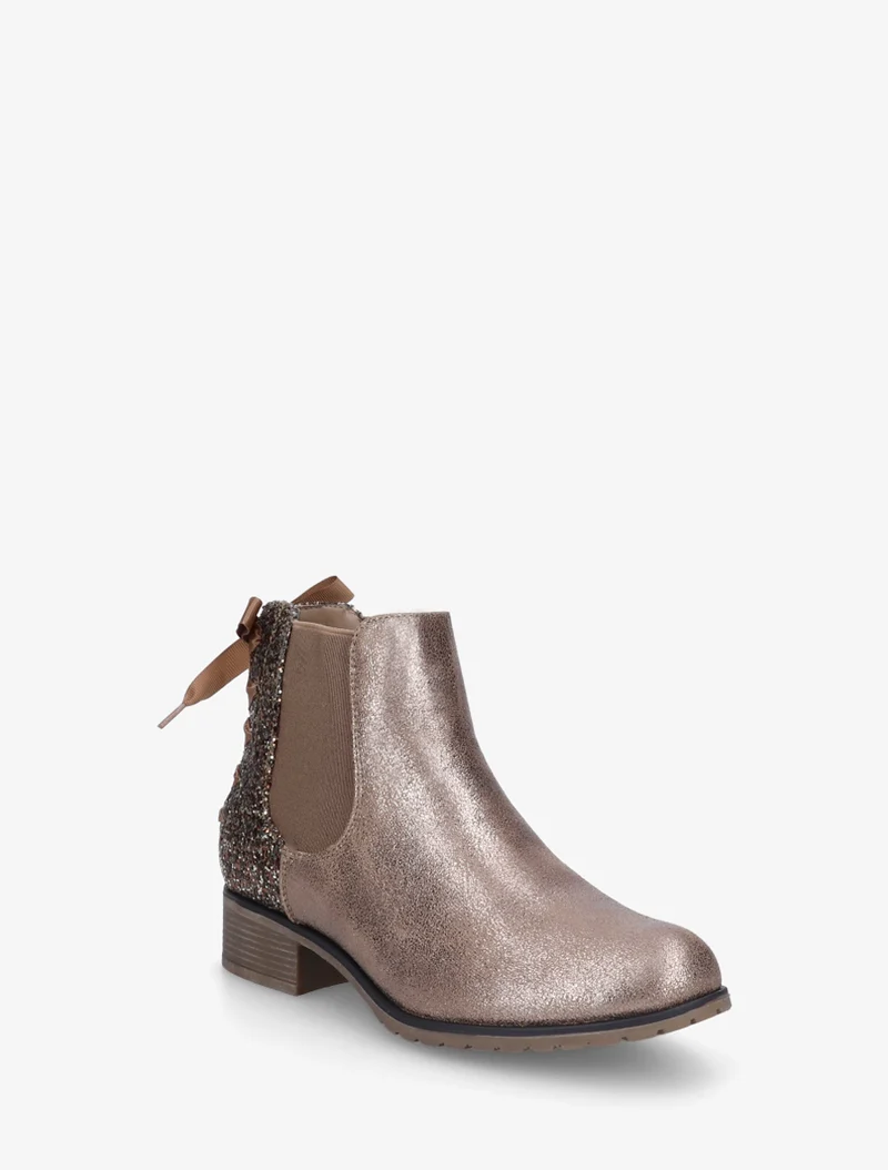 Bottines irisées à ruban style lacet - Taupe