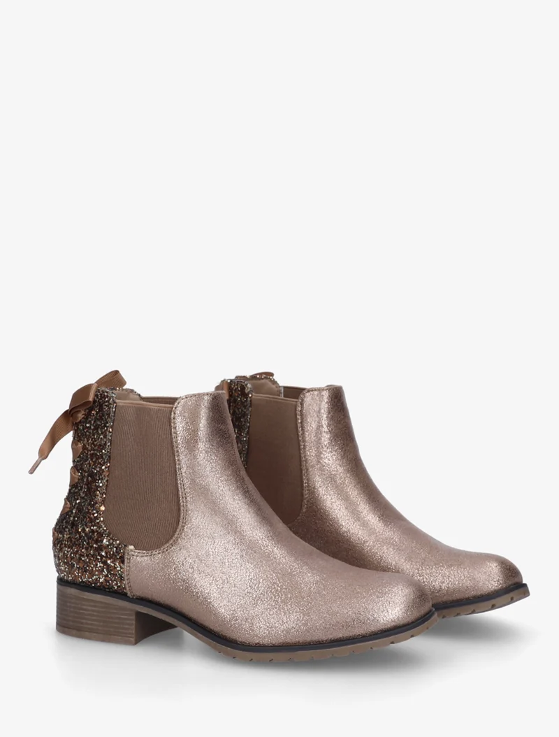 Bottines irisées à ruban style lacet - Taupe