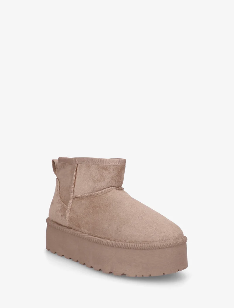 Boots en suédine à semelle plateforme - Taupe
