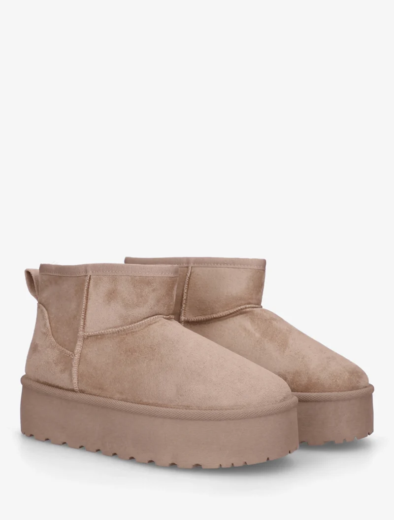 Boots en suédine à semelle plateforme - Taupe